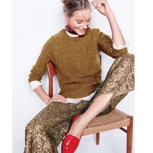 RARE J. Crew Collection | E5538 Sequin Sweater Merino Wool Blend Pants 8 - Picture 1 of 10